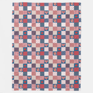 Hearts and Roses Faux Patchwork Fleece Blanket