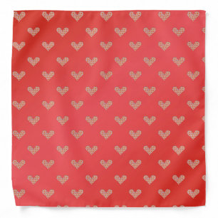 Hearts and Roses Pattern over Pink Bandana