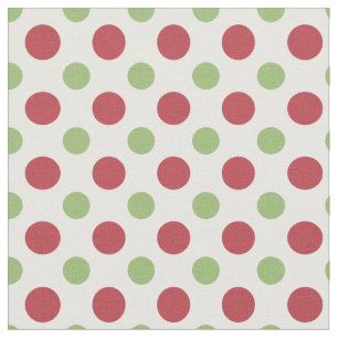 Hearts and Roses Red Green White Polka Dots Fabric