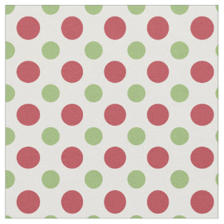 Hearts and Roses Red Green White Polka Dots Fabric
