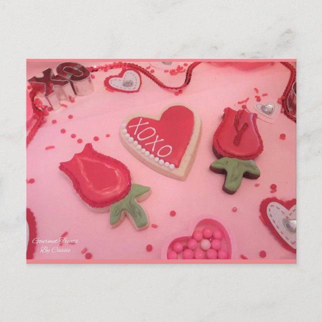 Hearts and Roses Sugar Cookies Postcard (Front)