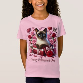 Hearts and Roses Valentines Day Siamese Cat 