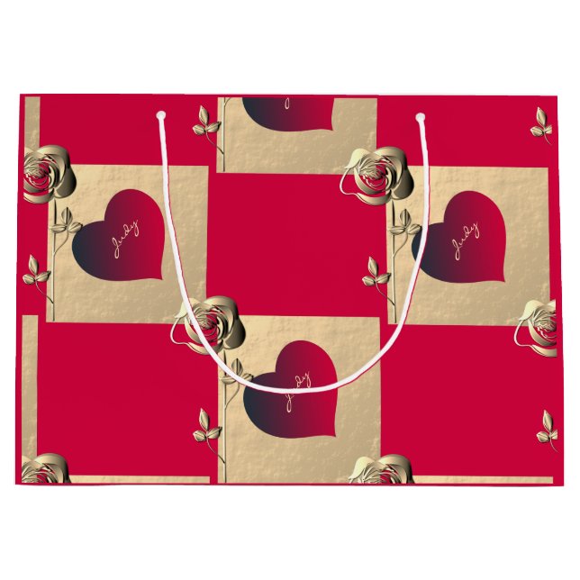 Hearts and Roses Valentines Gift Bag (Front)