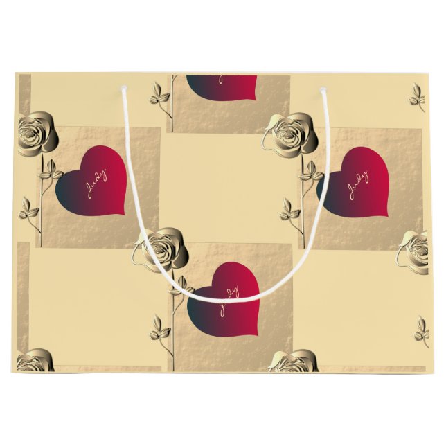 Hearts and Roses Valentines Gift Bag (Front)