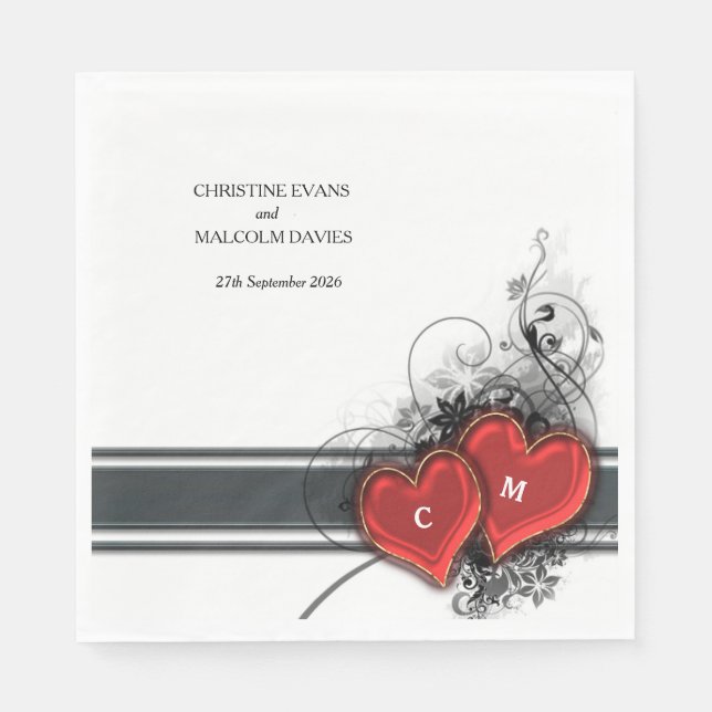 Hearts and Scrolls Napkins (Front)