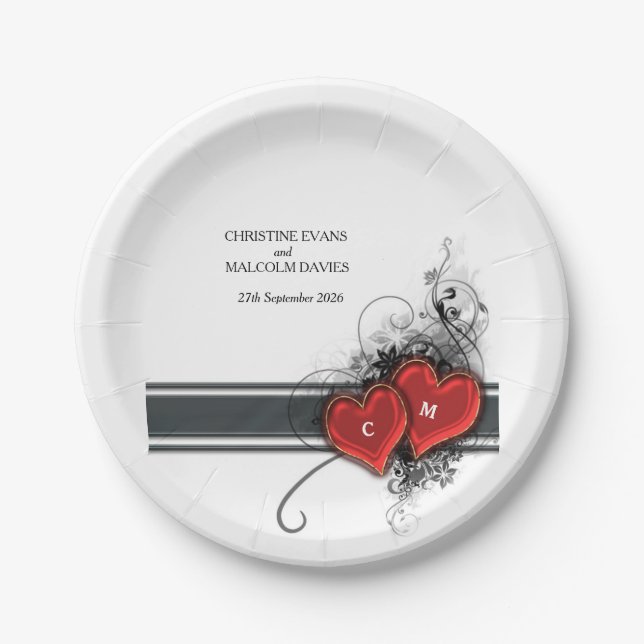 Hearts and Scrolls Paper Plates (Front)