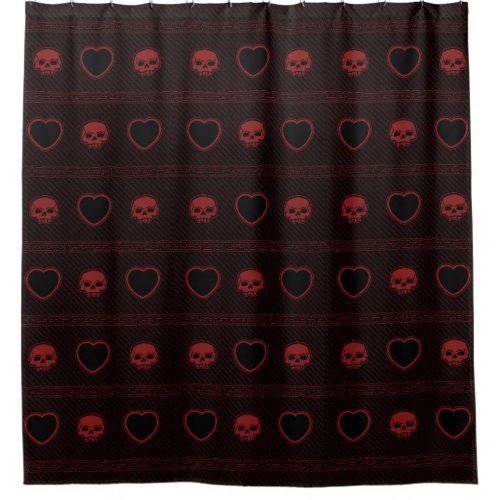 Hearts and Skulls Shower Curtain