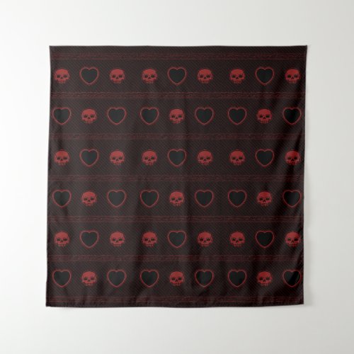 Hearts and Skulls Tapestry