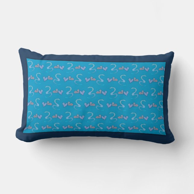 Hearts and Snakes Blue Lumbar Throw Pillow (Front)