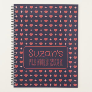 Hearts And Sparkle Pattern Personalized Planner