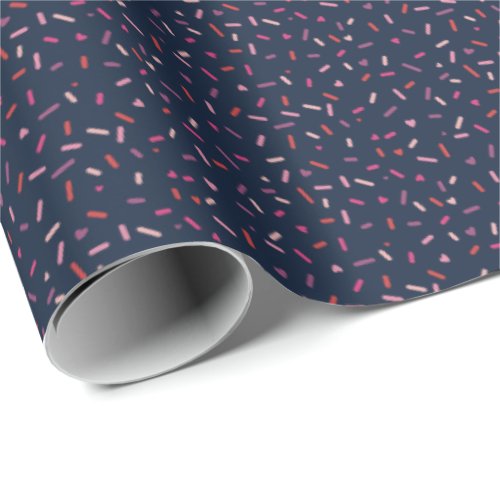 Hearts and sprinkles navy pink Valentines Day Wrapping Paper