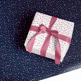 Hearts and sprinkles pink navy Valentine&#39;s Day Wrapping Paper Sheets