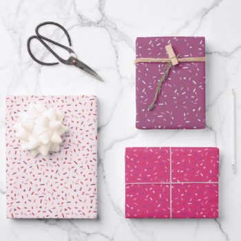 Hearts And Sprinkles Pink Purple Red Valentine's Wrapping Paper Sheets by LeaDelaverisDesign at Zazzle