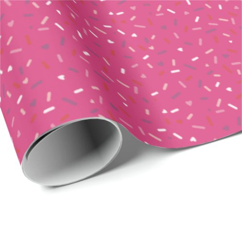 Hearts and sprinkles pink purple red wrapping paper