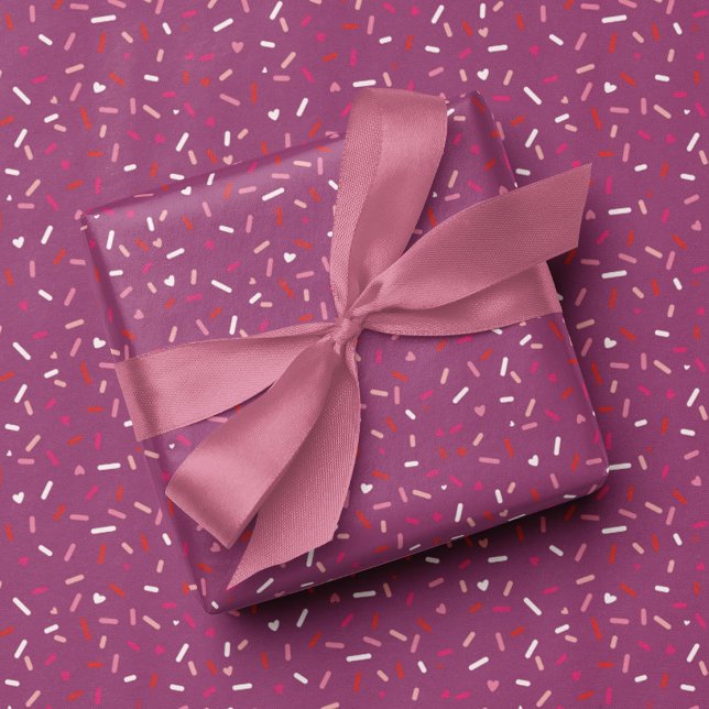 Hearts and sprinkles purple pink Valentine's Wrapping Paper (Creator Uploaded)