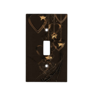 Hearts and Stars - Chocolate and Gold Light Switch Cover