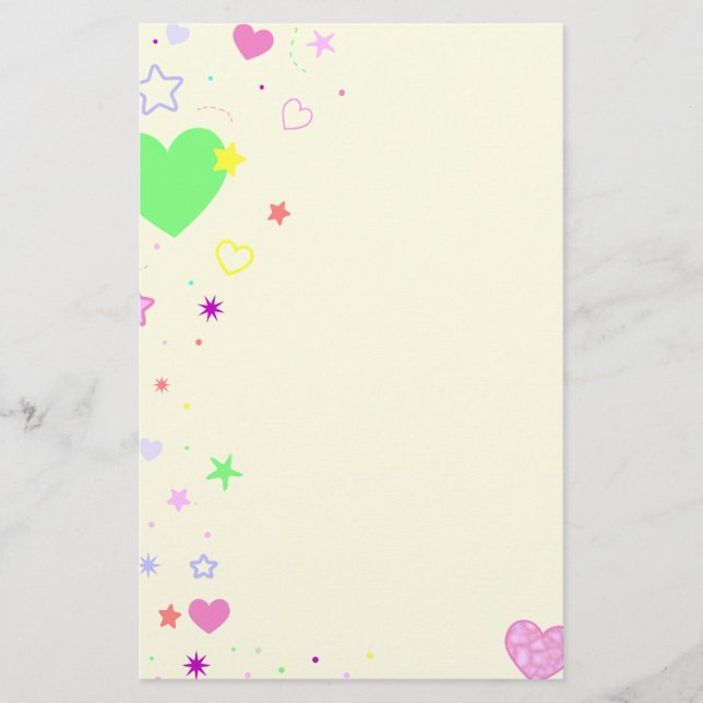Hearts and Stars Design Stationery (Front)