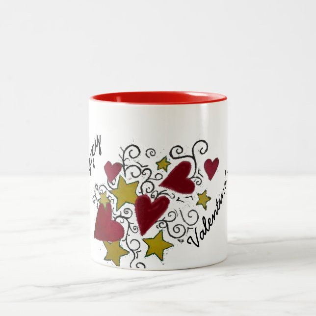 Hearts and Stars Happy Valentine's Day Mug (Center)
