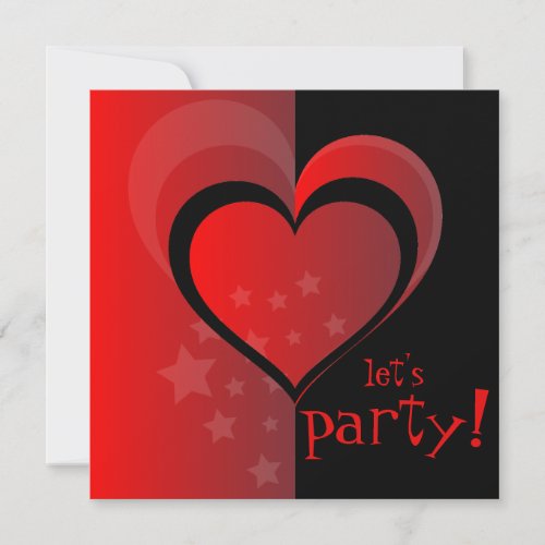 Hearts and Stars Lets Party Valentine Invitation