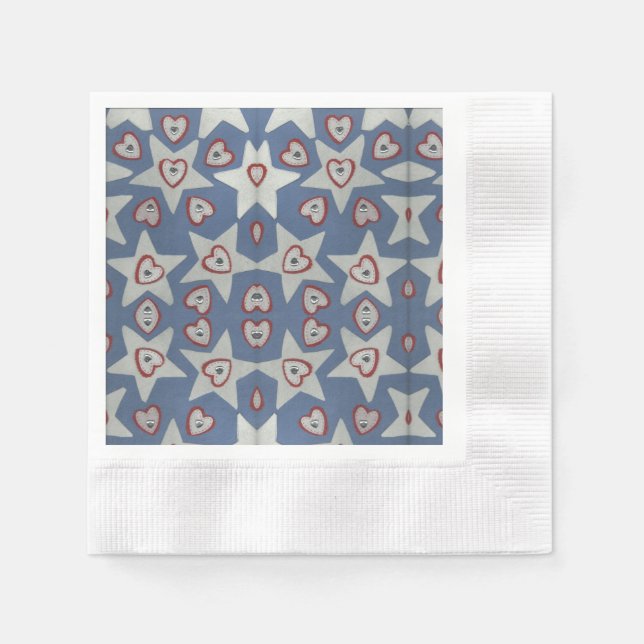 Hearts and Stars Paper Napkins (Front)