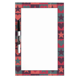 Hearts And Stars Pattern Pink Dry Erase Board