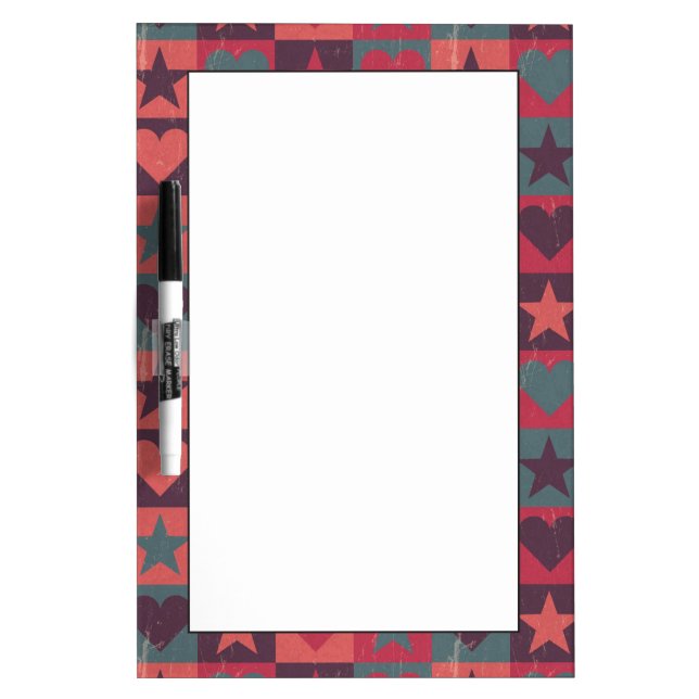 Hearts And Stars Pattern Pink Dry Erase Board (Front)