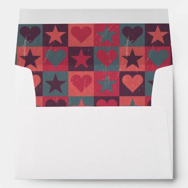Hearts And Stars Pattern Pink Envelope (Back (Bottom))