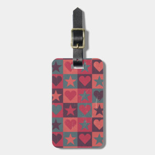 Hearts And Stars Pattern Pink Luggage Tag