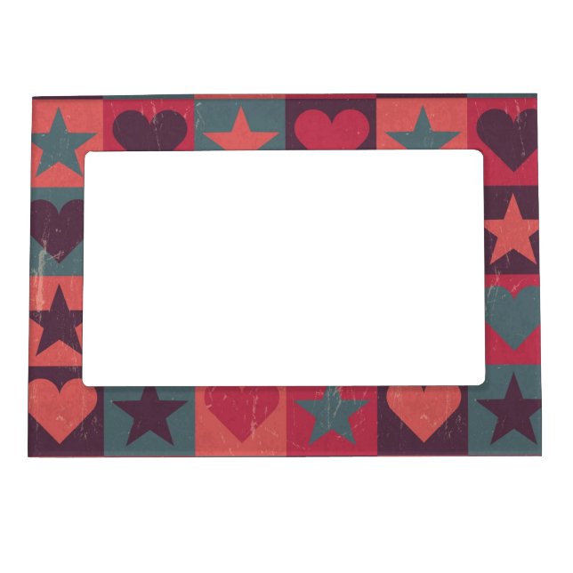 Hearts And Stars Pattern Pink Magnetic Frame (Front)