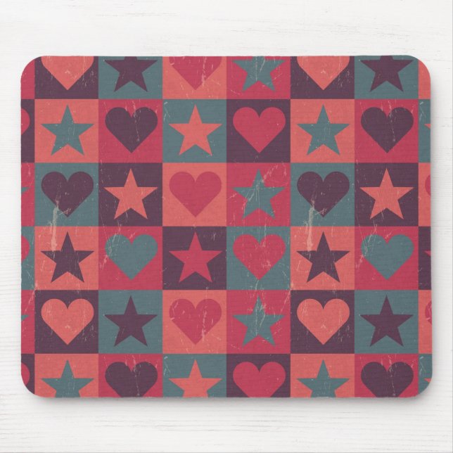 Hearts And Stars Pattern Pink Mouse Pad (Front)