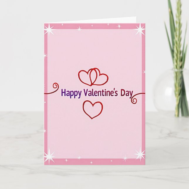 Hearts And Stars Valentines Card (Front)