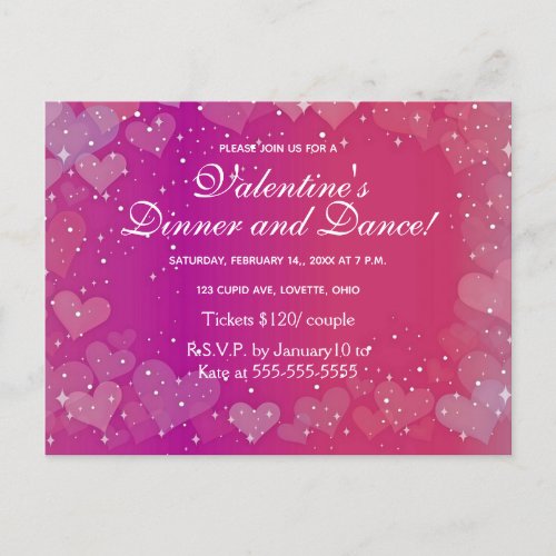 Hearts and Stars Valentines Day Dance Invitation