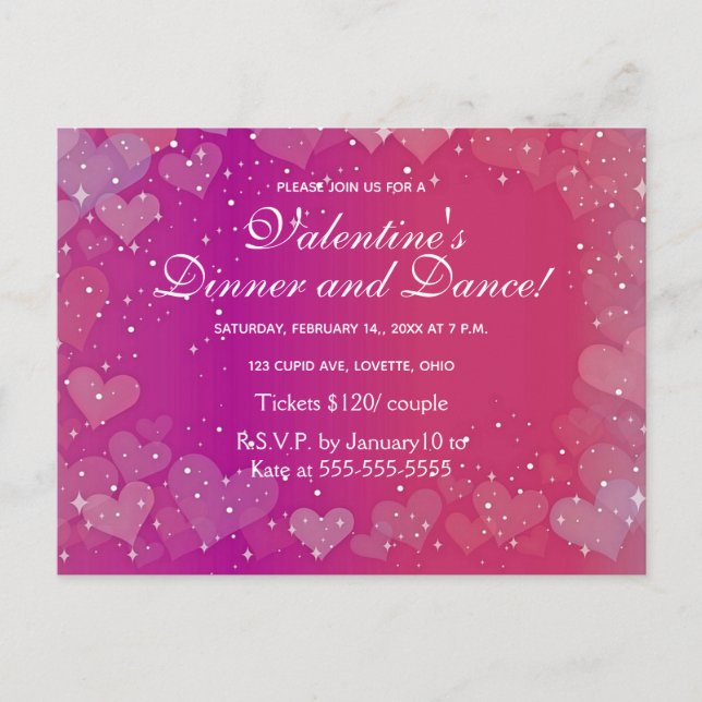 Hearts and Stars Valentine's Day Dance Invitation (Front)