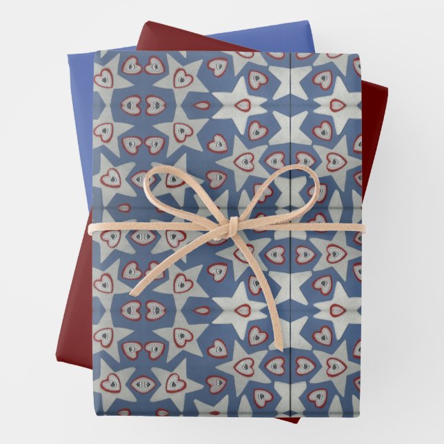 Hearts and Stars  Wrapping Paper Sheets (In situ)