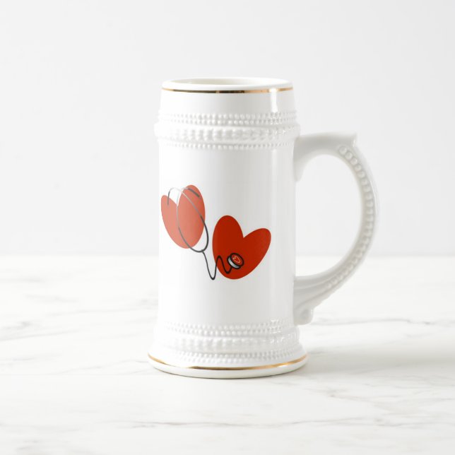 Hearts and Stethoscope T-shirts and Gifts Beer Stein (Right)