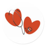 Hearts and Stethoscope T-shirts and Gifts Classic Round Sticker