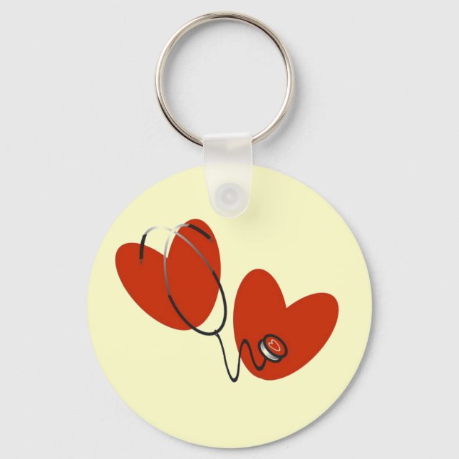 Hearts and Stethoscope T-shirts and Gifts Keychain (Front)