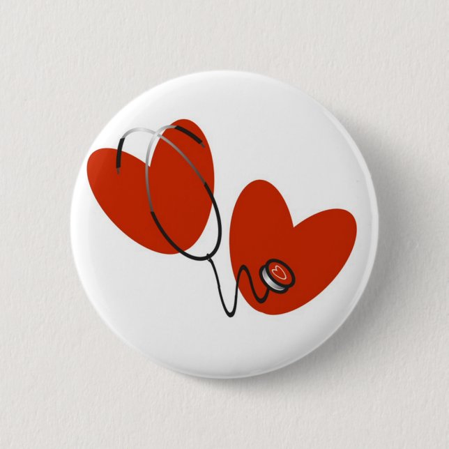 Hearts and Stethoscope T-shirts and Gifts Pinback Button (Front)