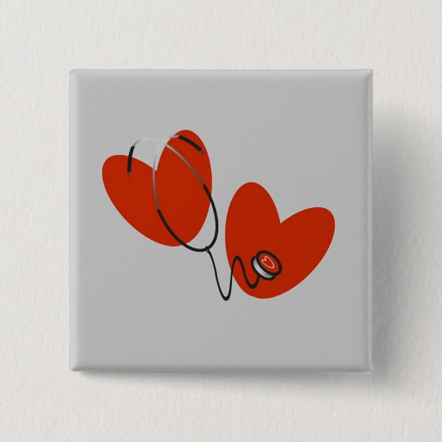 Hearts and Stethoscope T-shirts and Gifts Pinback Button (Front)