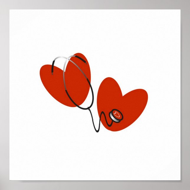 Hearts and Stethoscope T-shirts and Gifts Poster (Front)