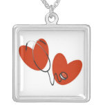 Hearts and Stethoscope T-shirts and Gifts Silver Plated Necklace