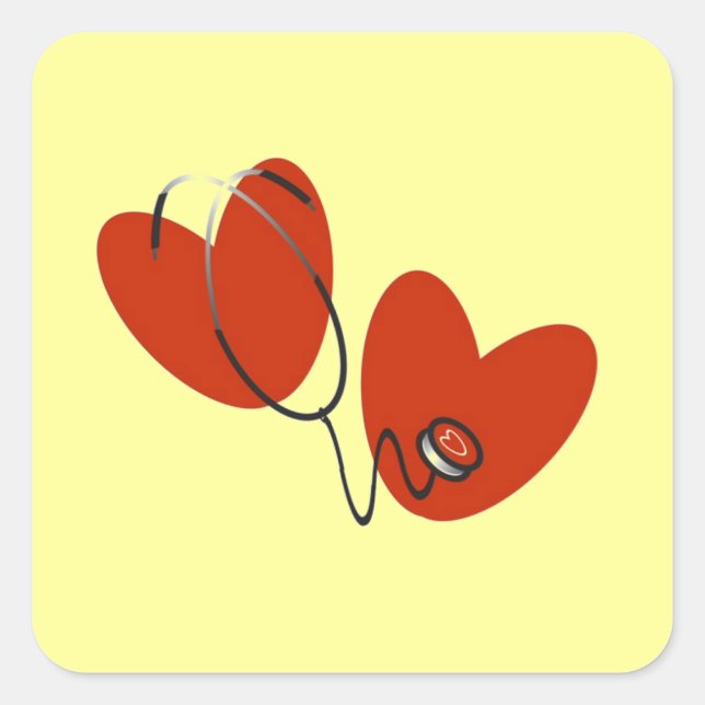 Hearts and Stethoscope T-shirts and Gifts Square Sticker (Front)