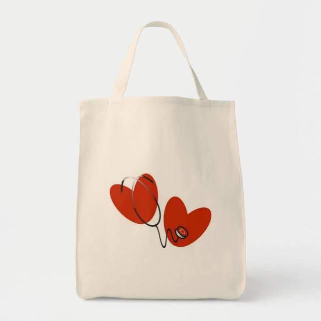 Hearts and Stethoscope T-shirts and Gifts Tote Bag (Front)