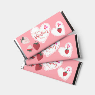 Hearts and Strawberries Happy Valentines Day  Hershey Bar Favors