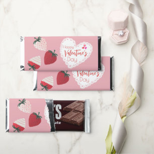 Hearts and Strawberries Happy Valentines Day  Hershey Bar Favors