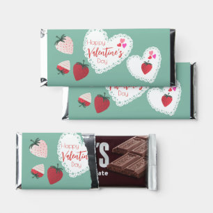 Hearts and Strawberries Happy Valentines Day Hershey Bar Favors