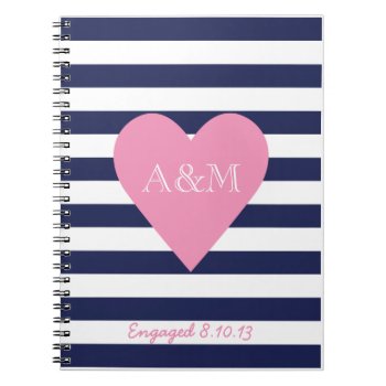 Hearts And Stripes Engaged Notebook by Jmariegarza at Zazzle