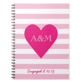 Hearts And Stripes Engaged Notebook by Jmariegarza at Zazzle