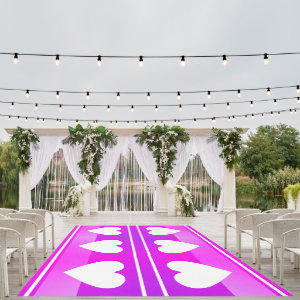 Hearts and Stripes Pink Purple and White Outdoor Rug
