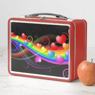 Hearts and Swirls Metal Lunch Box